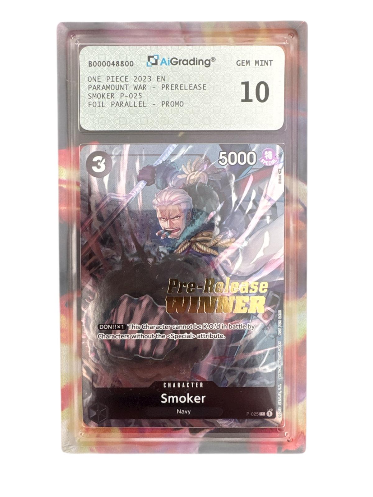 One Piece Card Game ENG - Smoker P-025 - Pre Release Winner - AiGrading 10