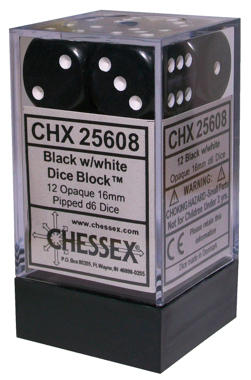 Confezione 12 Dadi Classici (6) 12 mm - Velvet Nero/Bianco
