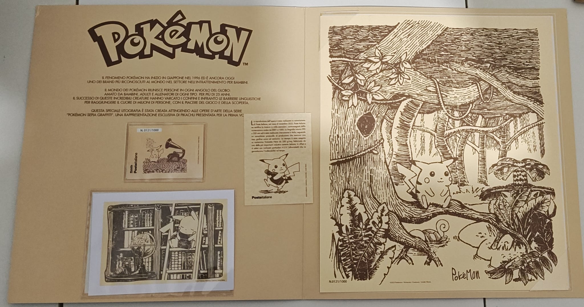 Pokemon x Filatelia Poste Italiane - Litografia 25° Anniversario - Pikachu n.121/1000