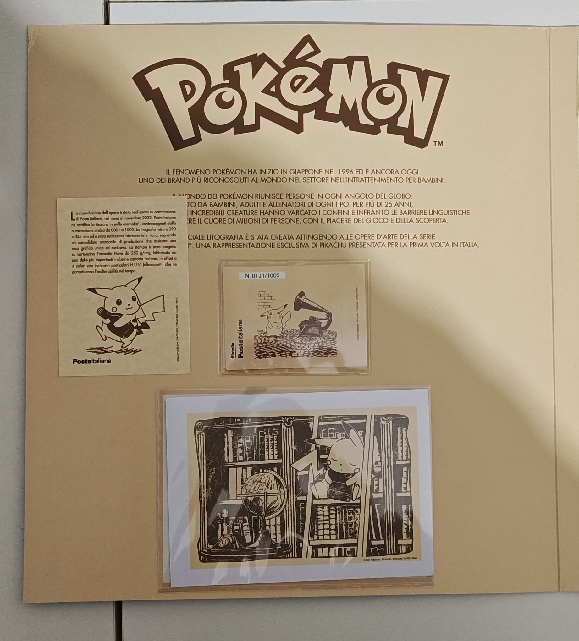 Pokemon x Filatelia Poste Italiane - Litografia 25° Anniversario - Pikachu n.121/1000